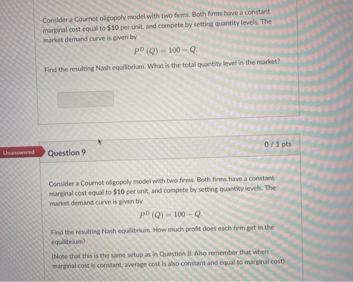 Solved Consider A Cournot Oligopoly Model With Two Firms. | Chegg.com