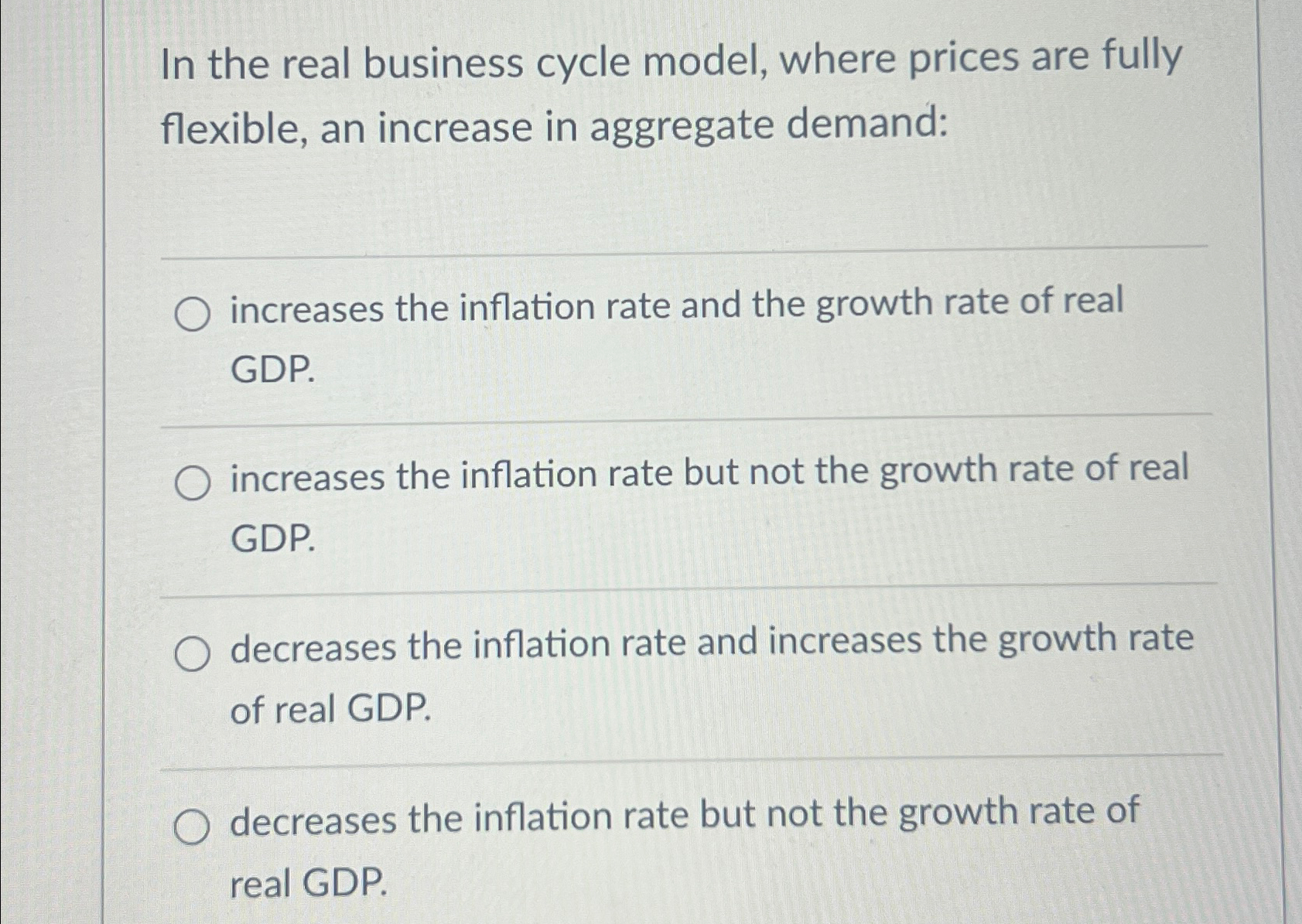 Solved In the real business cycle model, where prices are | Chegg.com