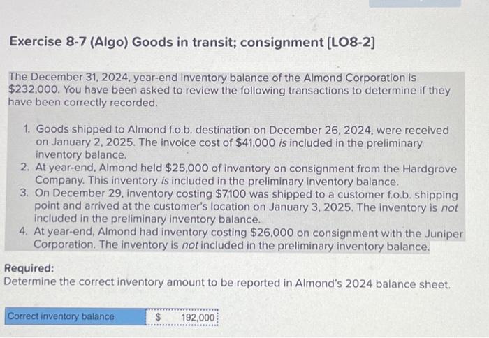 Solved The December 31 2024 Year End Inventory Balance Of Chegg Com   Image