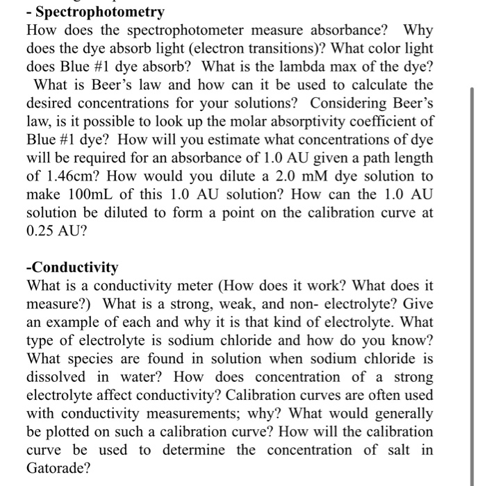 Solved Spectrophotometry How does the spectrophotometer
