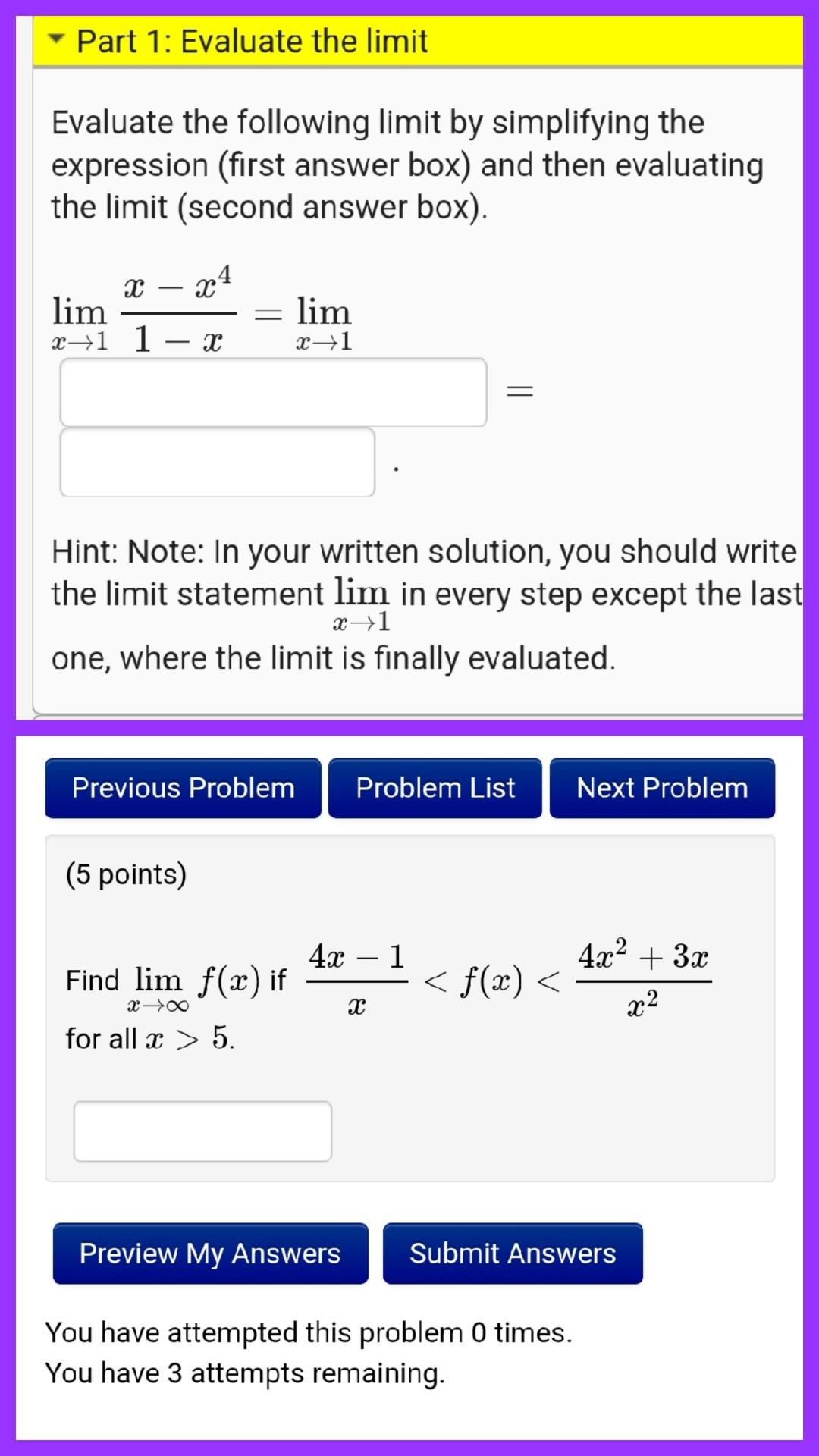 Solved Evaluate The Following Limit By Simplifying The | Chegg.com