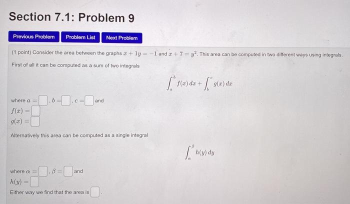 Solved Section 7.1: Problem 1 Previous Problem Problem List | Chegg.com
