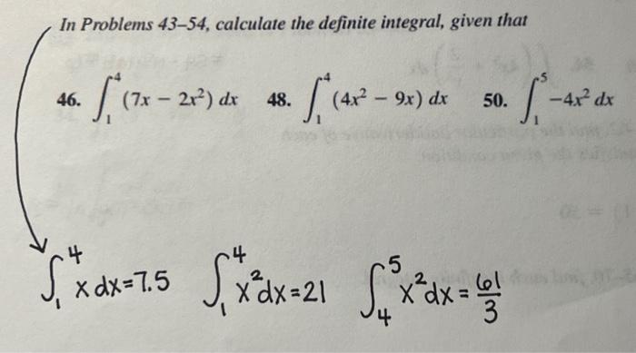 Solved In Problems 43-54, calculate the definite integral, | Chegg.com