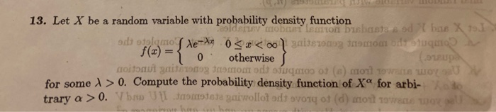Solved 13. Let X be a random variable with probability | Chegg.com