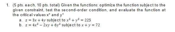 Solved 1. (5 pts. each, 10 pts total) Given the functions: | Chegg.com