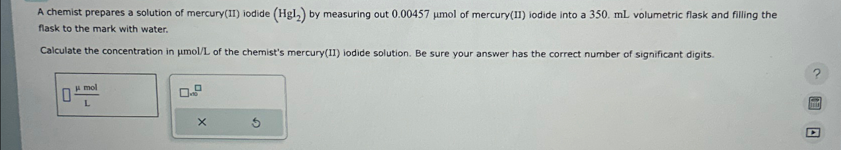 Solved A chemist prepares a solution of mercury(II) ﻿iodide | Chegg.com