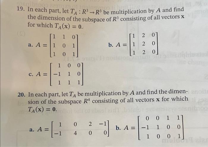 [Solved]: 19&20 both please !! 19. In each part, let TA