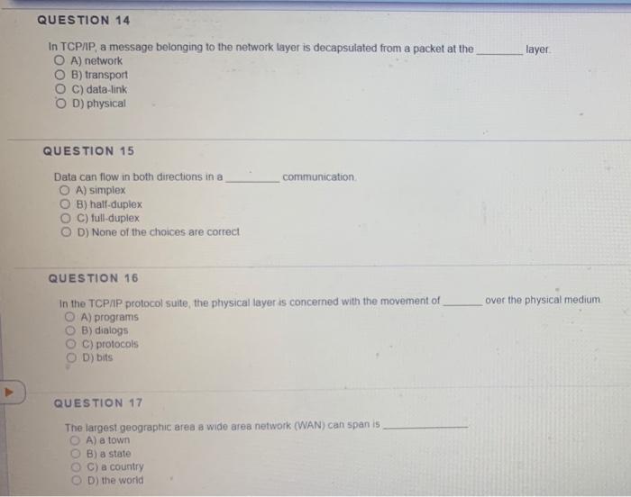 Solved QUESTION 8 In the TCP/IP protocol suite, which of the | Chegg.com