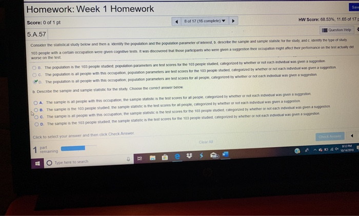 Solved Homework: Week 1 Homework Score: 0 of 1 pt 8 of 17 | Chegg.com