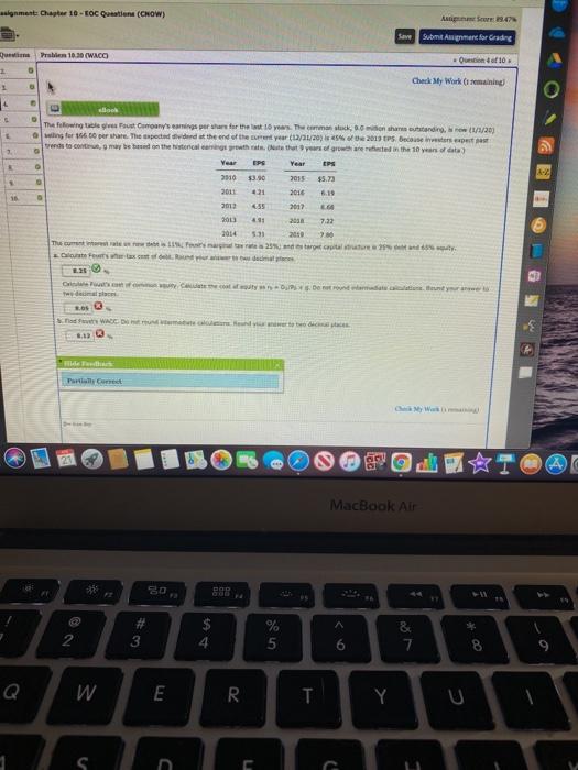 Solved signment Chapter 10 - EOC Question (CHOW) Ang Save | Chegg.com
