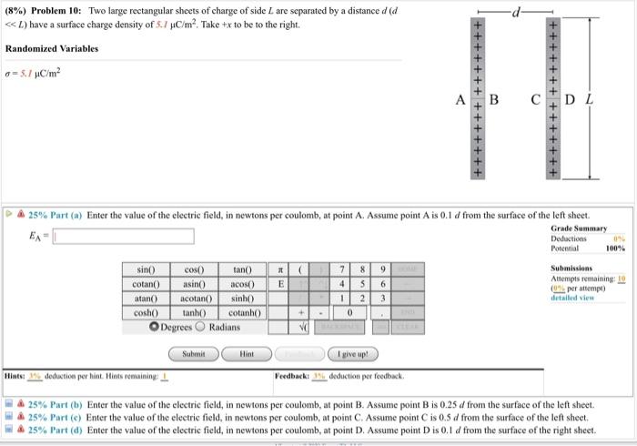 Solved (8%) Problem 10: Two Large Rectangular Sheets Of | Chegg.com