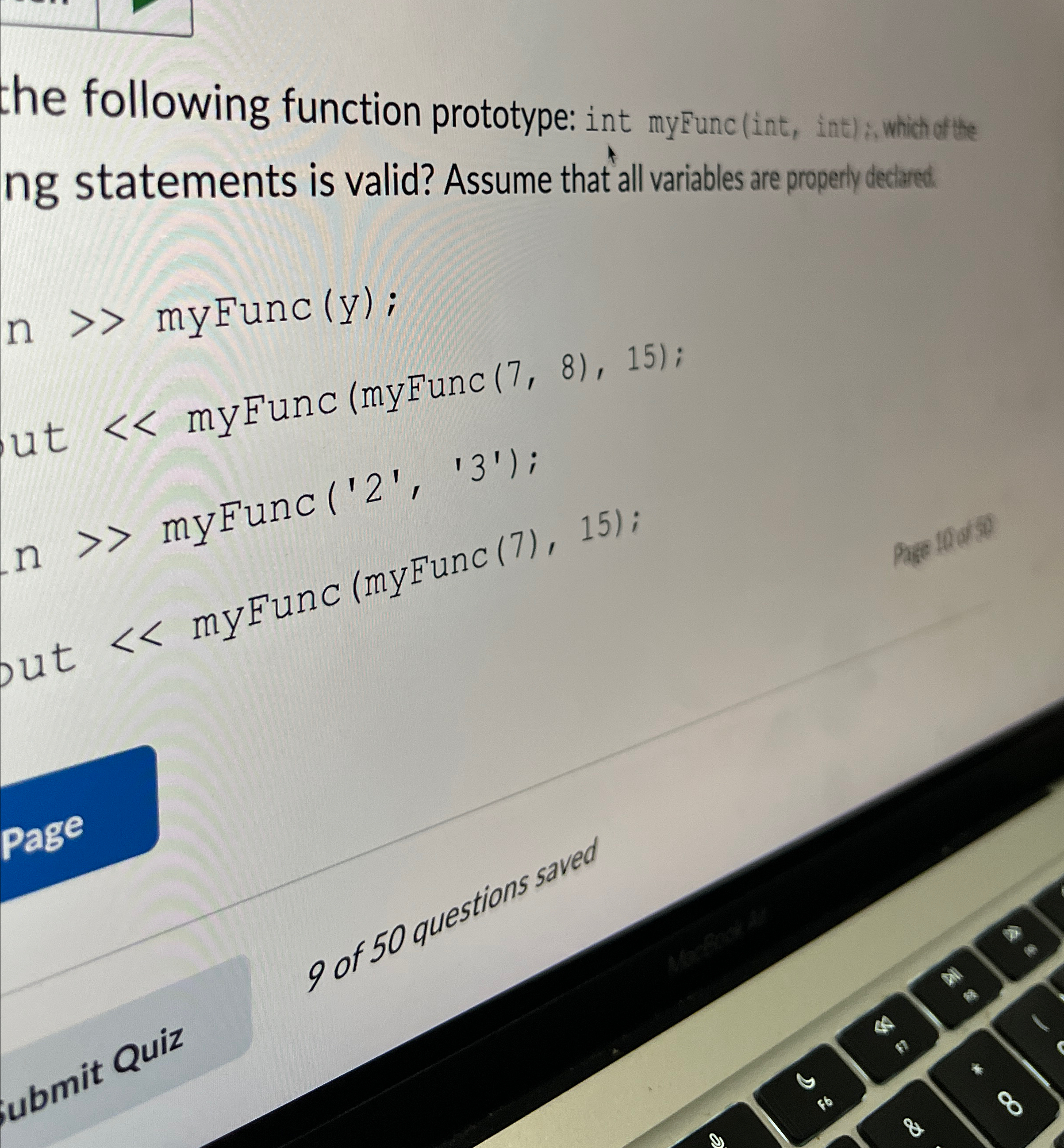 Solved the following function prototype: int nyfinnc (int, | Chegg.com