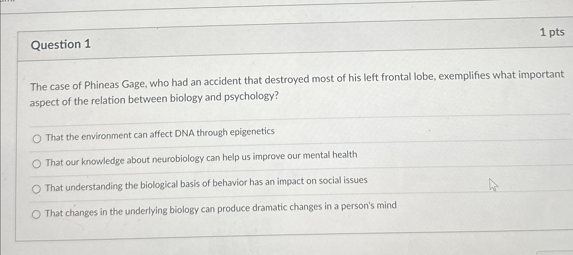 phineas gage case study quizlet