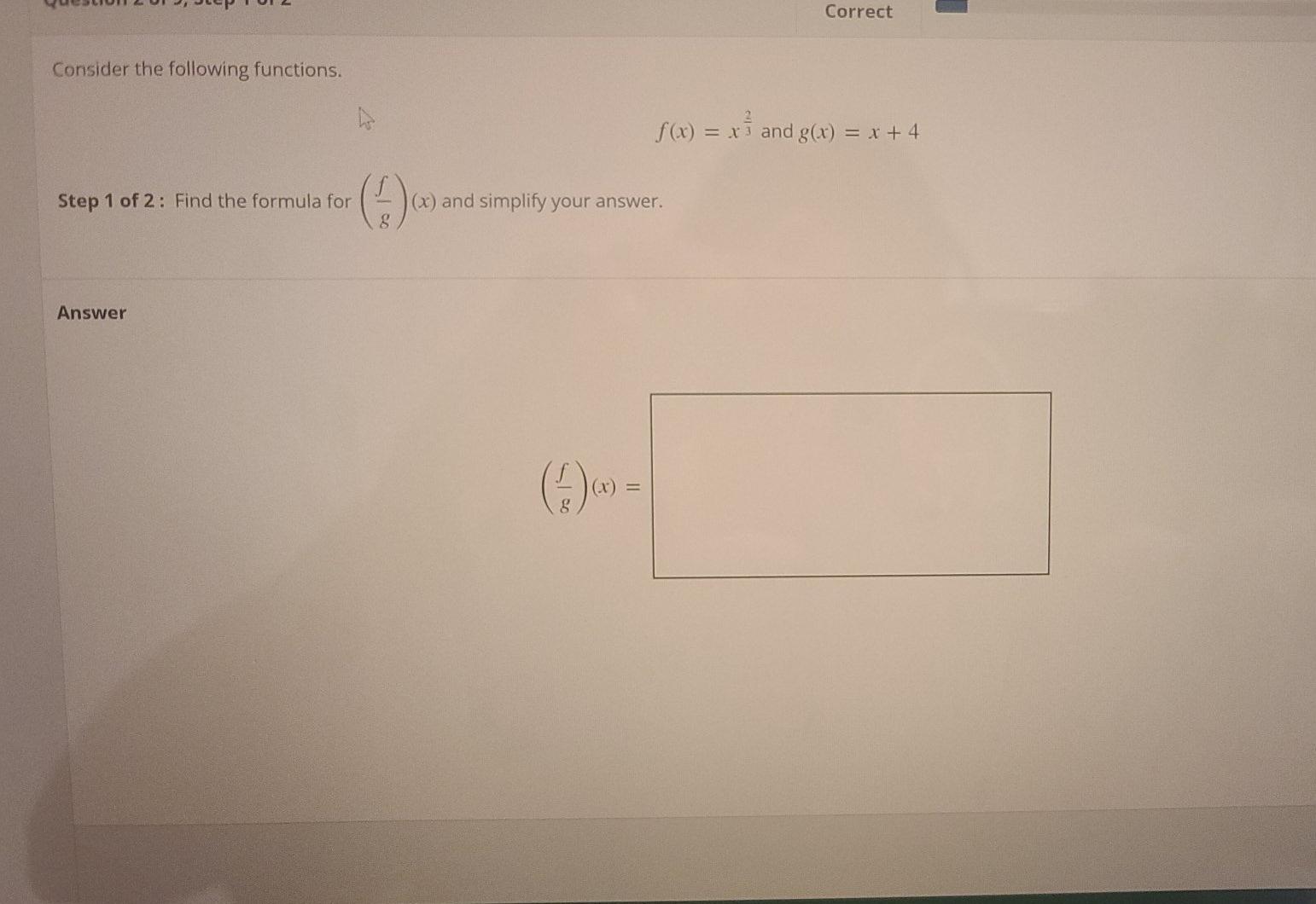 Solved Correct Consider the following functions. h f(x) = x3 | Chegg.com