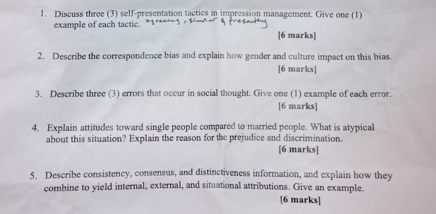 self presentation tactics ignou