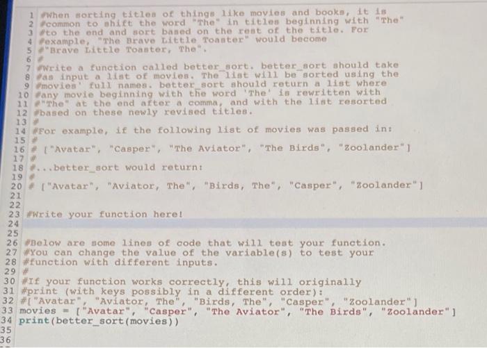 Solved When sorting titles of things like movies and books, | Chegg.com