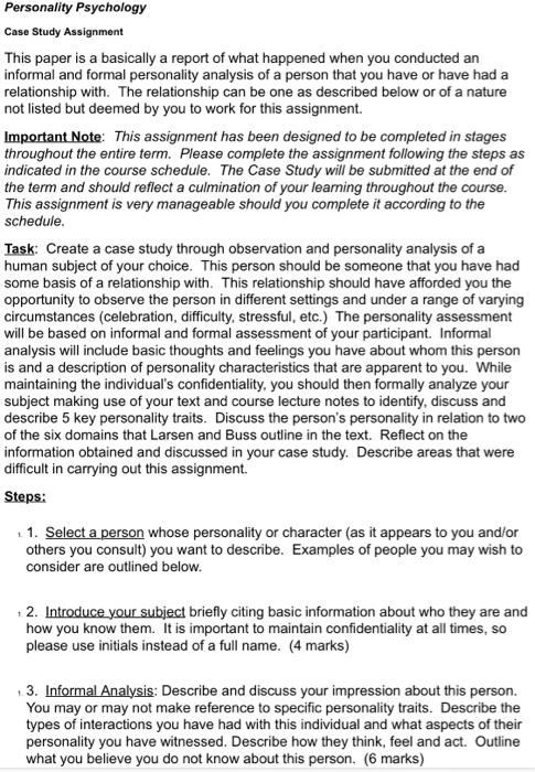 Case Study Psychology Example Paper