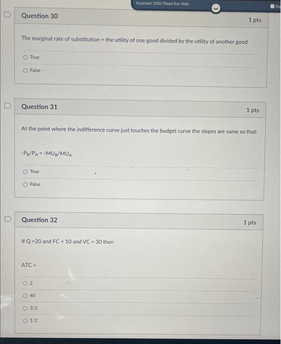 Solved The marginal rate of substitution = the utility of | Chegg.com