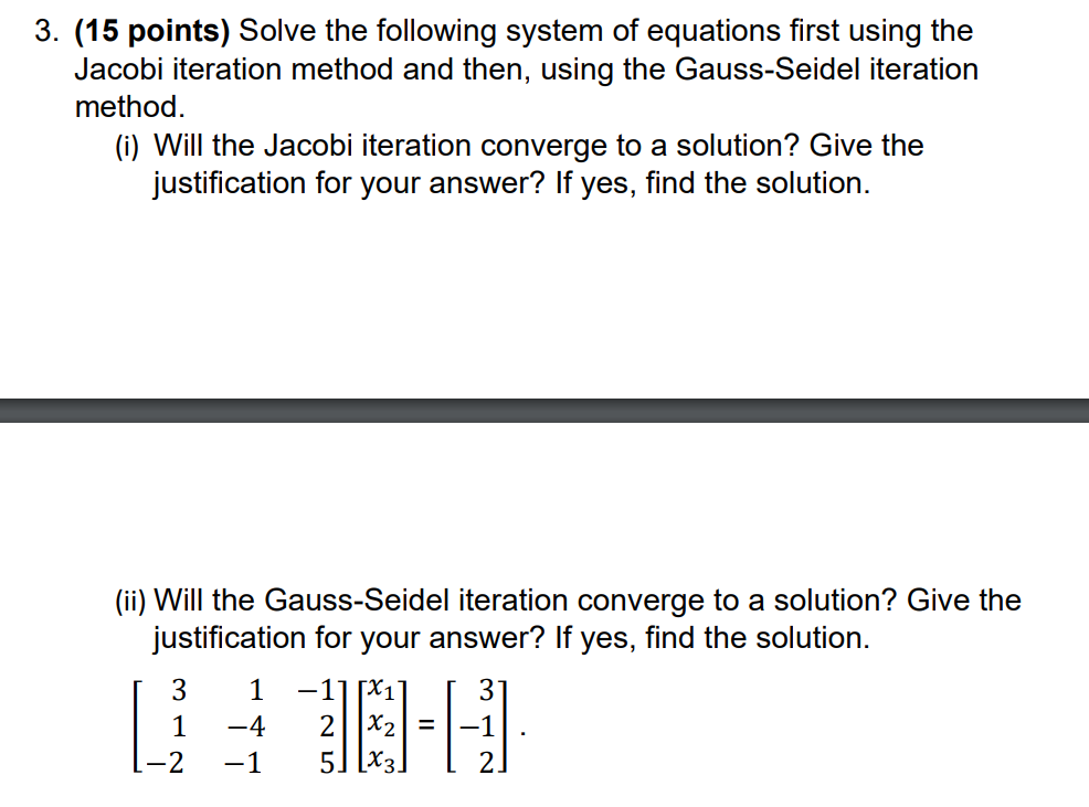 Solved (15 ﻿points) ﻿Solve the following system of | Chegg.com