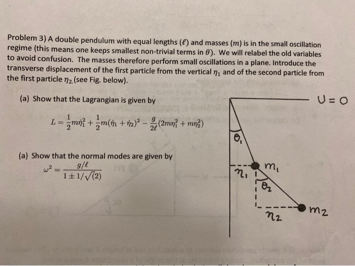 Solved Problem 3) A Double Pendulum With Equal Lengths (e) | Chegg.com