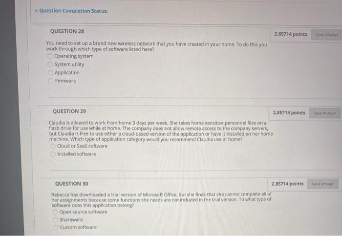 Solved Question Completion Status: 2.85714 points Save | Chegg.com