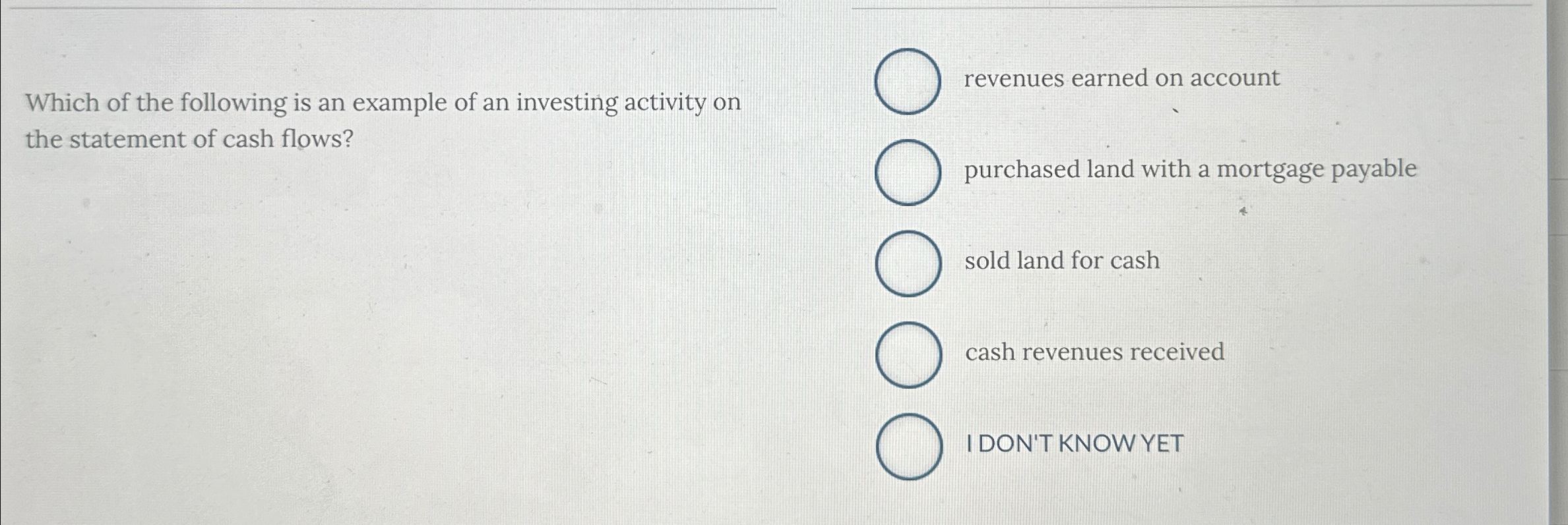 Solved Which of the following is an example of an investing | Chegg.com