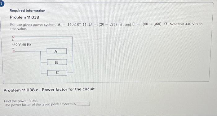 Solved Problem 11.038 For the given power system, | Chegg.com