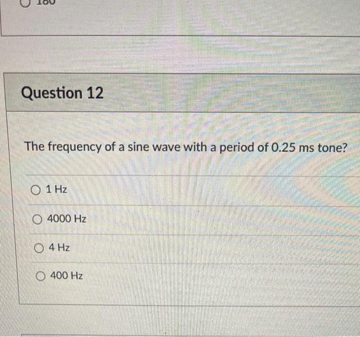 Solved Question 12 The frequency of a sine wave with a | Chegg.com