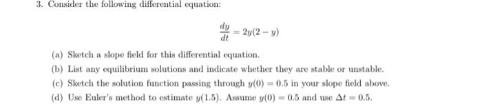 Solved 3. Consider The Following Differential Equation: | Chegg.com