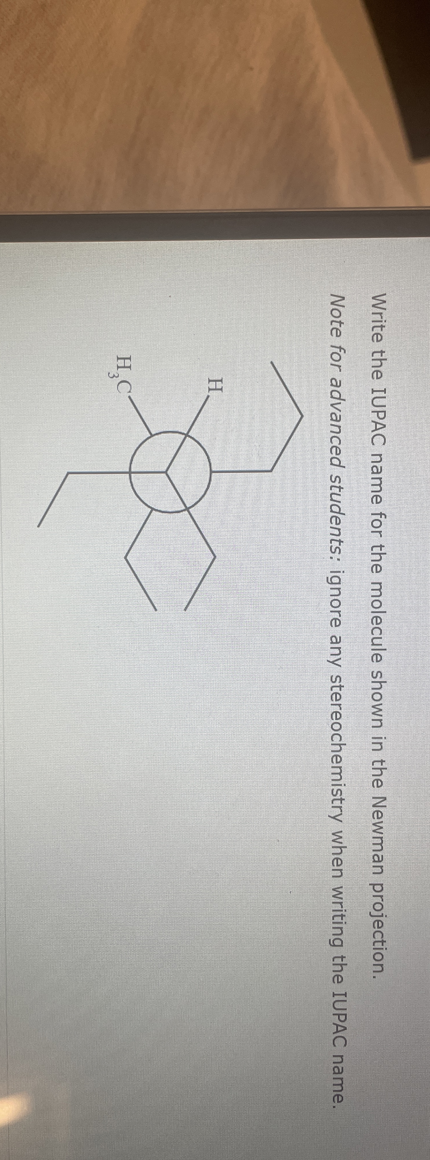 Write the IUPAC name for the molecule shown in the