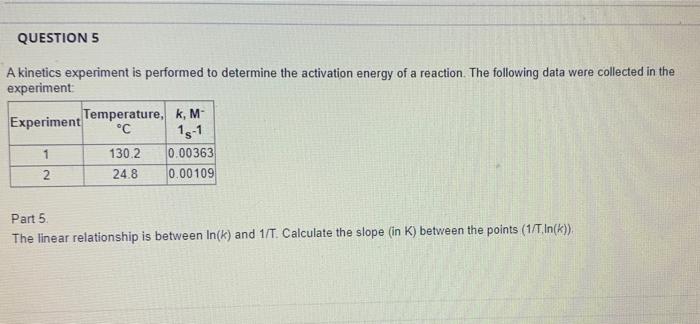 Solved QUESTION 1 A kinetics experiment is performed to | Chegg.com
