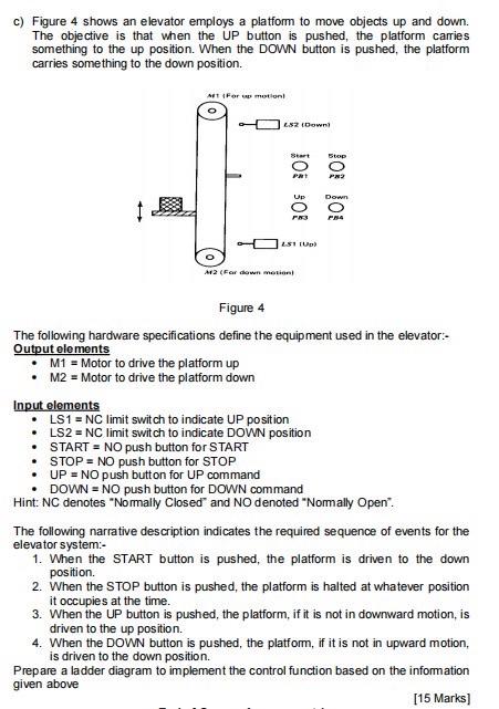 Solved c) Figure 4 shows an elevator employs a platform to | Chegg.com