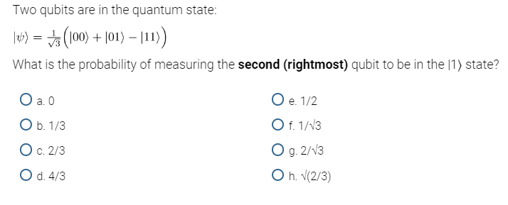 Solved Two qubits are in the quantum state:|ψ:What is the | Chegg.com