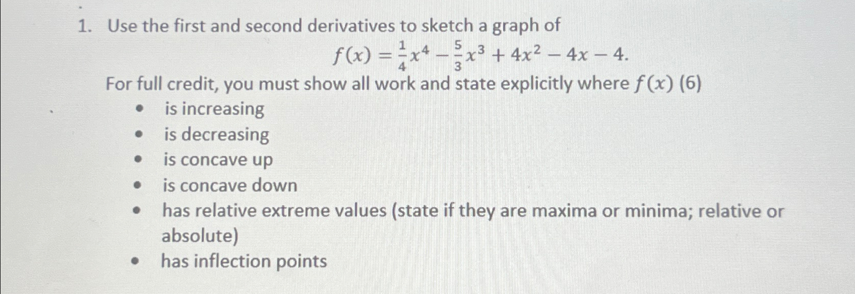 Solved Use the first and second derivatives to sketch a | Chegg.com