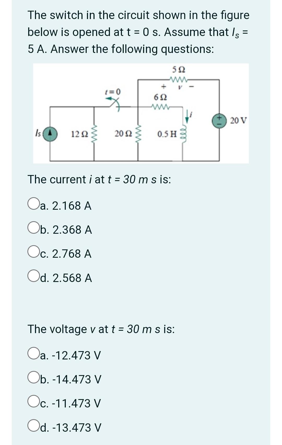 Solved The switch in the circuit shown in the figure below | Chegg.com