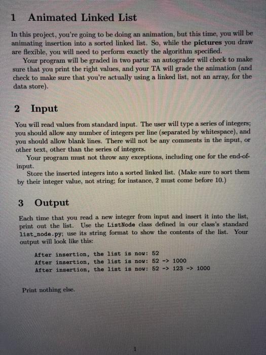 Solved 1 Animated Linked List In this project, you're going | Chegg.com