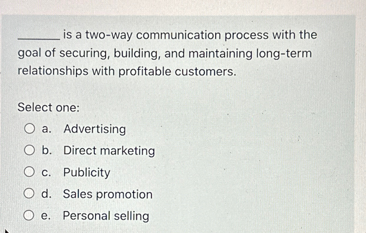 Solved is a two way communication process with the goal of chegg