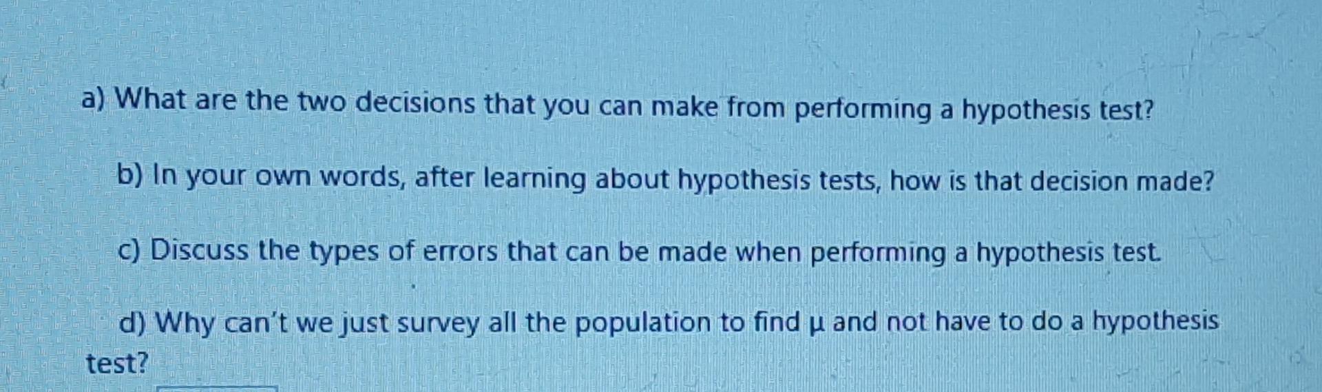 hypothesis make decision