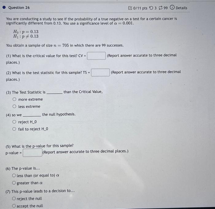 Solved Question 26 0/11 pts 53⇄99 (i) Details You are | Chegg.com