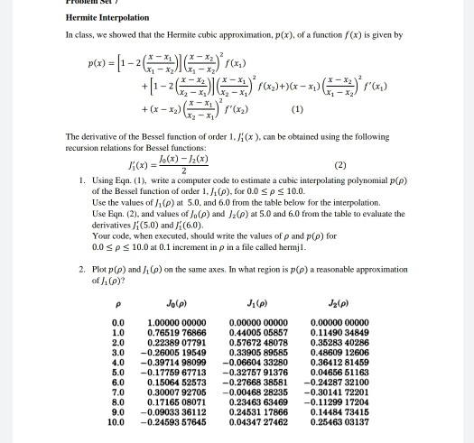 Hermite Interpolation In class, we showed that the | Chegg.com
