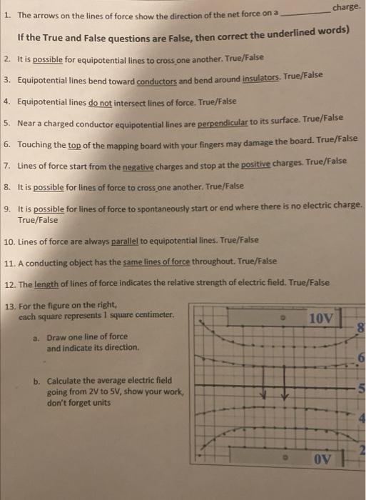 Solved 1. The arrows on the lines of force show the | Chegg.com
