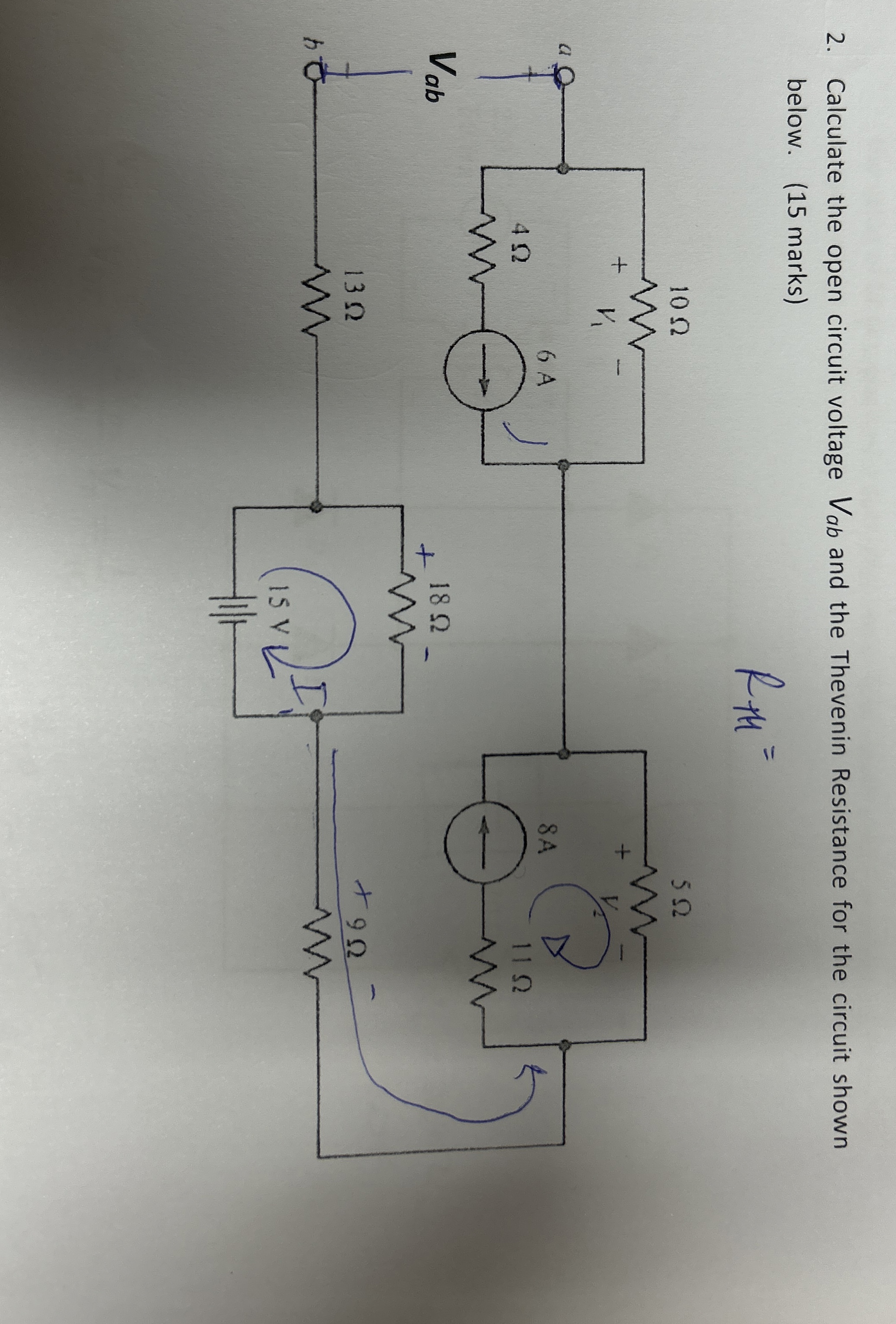 Calculate the open circuit voltage Vab ﻿and the