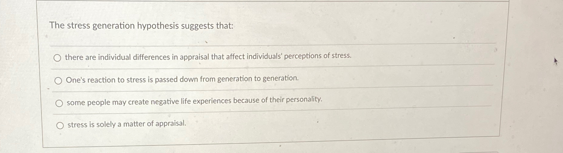 the stress generation hypothesis suggests that