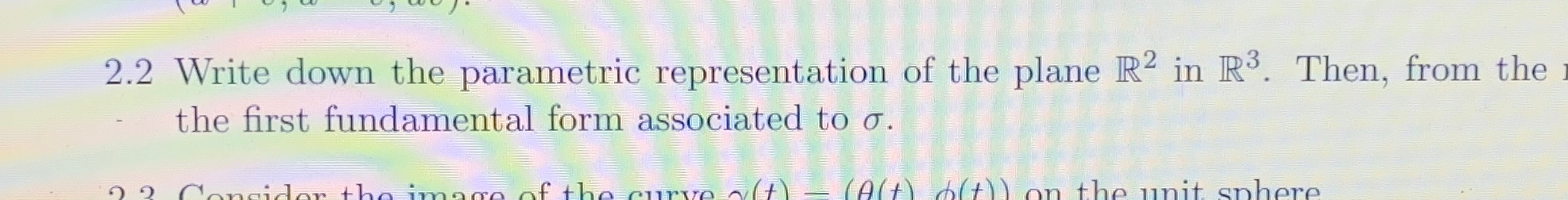 Solved 2.2 ﻿Write down the parametric representation of the | Chegg.com