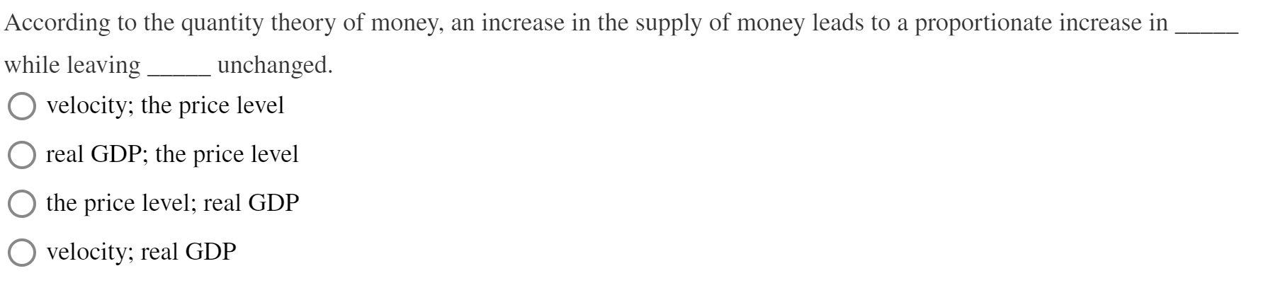 Solved According to the quantity theory of money, an | Chegg.com