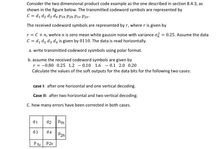 Solved Consider the two dimensional product code example as | Chegg.com