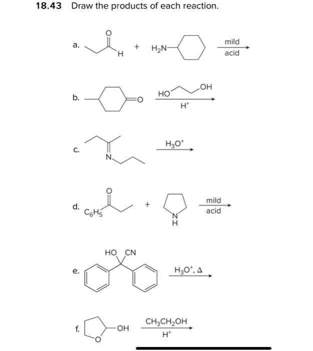 Solved 18.43 Draw the products of each reaction. a. b. c. d. | Chegg.com