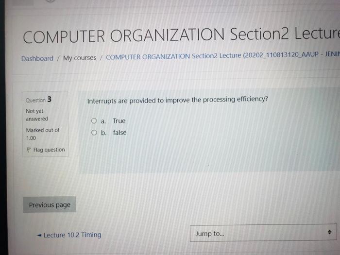 Solved COMPUTER ORGANIZATION Section 2 Lecture Dashboard / | Chegg.com