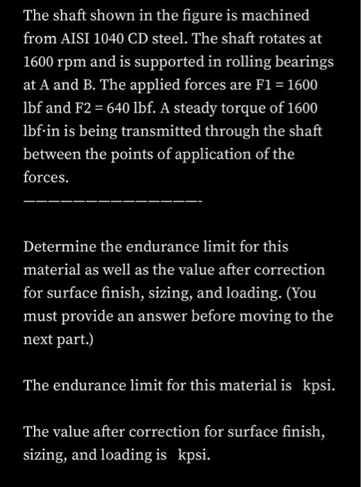 The shaft shown in the figure is machined from AISI | Chegg.com