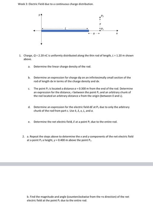 Solved Week 3: Electric Field due to a continuous charge | Chegg.com